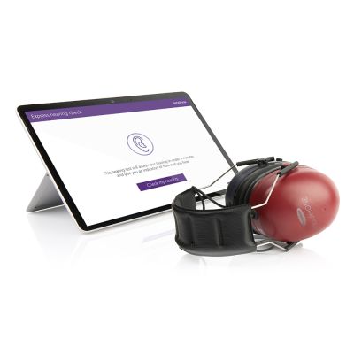 Amplivox BEEP Go shown with tablet