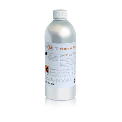 pro3dure GR-1 red transparent UV resin, 1000 g bottle.