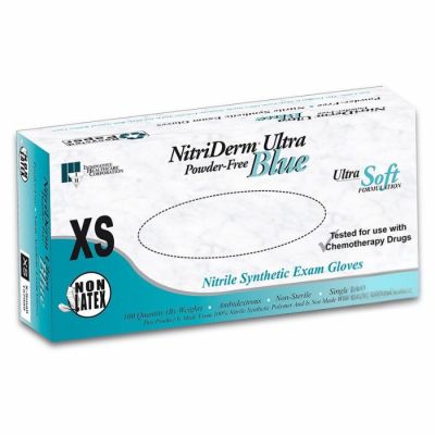 xxl NitriDerm Ultra Blue Powder Free Nitrile Gloves Box of100 