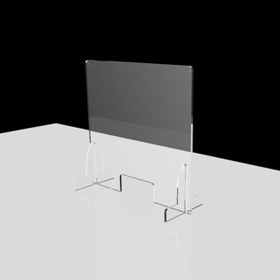 Plexiglass shield with slide through slot for countertops at office or retail shop