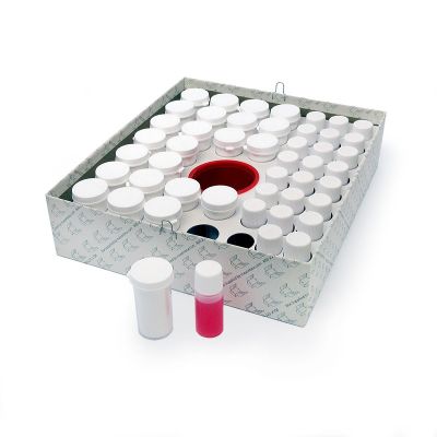 Powder and liquid impression material kit in box with mixing cup.